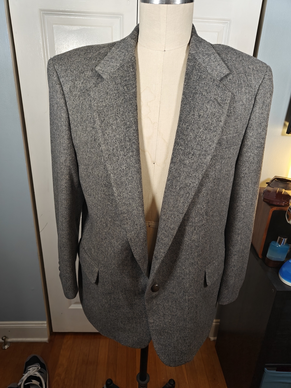 Vintage Amherst & Brock Mens Gray Wool Camel Hair Single Breasted Blazer 48R
